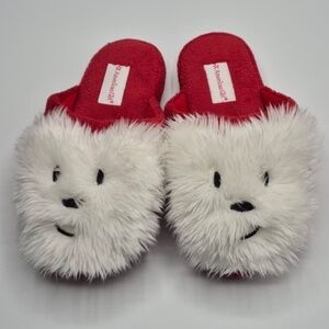 American Girl Red Slippers with White Furry Faces